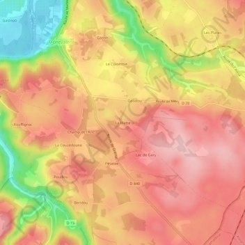 Topografische kaart La Blatte, hoogte, reliëf