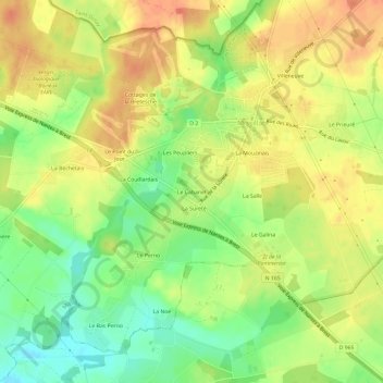 Topografische kaart Le Cabanet, hoogte, reliëf