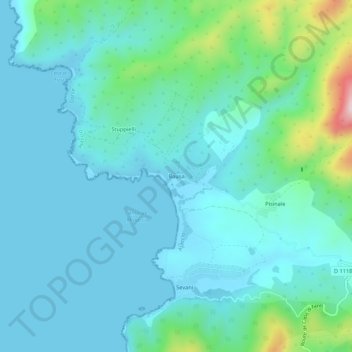 Topografische kaart Bausa, hoogte, reliëf