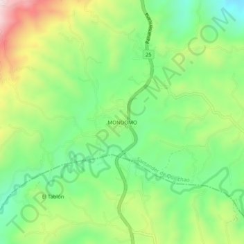Topografische kaart MONDOMO, hoogte, reliëf
