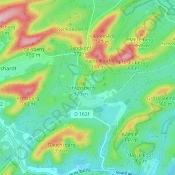 Topografische kaart Waldeck, hoogte, reliëf