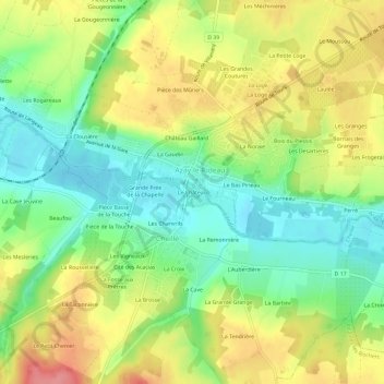 Topografische kaart Le Château, hoogte, reliëf