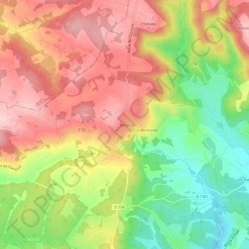 Topografische kaart Sanas, hoogte, reliëf