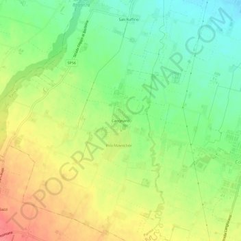 Topografische kaart Carignano, hoogte, reliëf