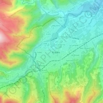Topografische kaart Le Quintar, hoogte, reliëf