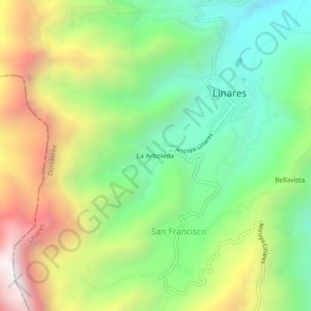 Topografische kaart La Arboleda, hoogte, reliëf