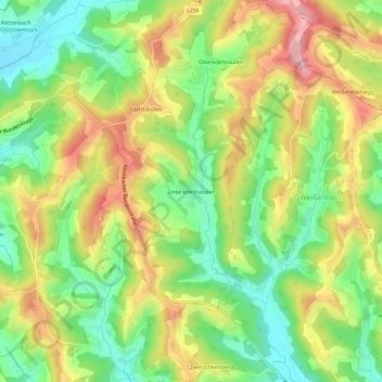 Topografische kaart Unteredelstauden, hoogte, reliëf