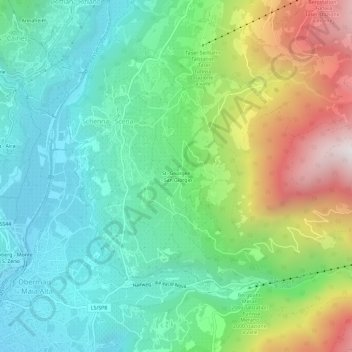 Topografische kaart St. Georgen, hoogte, reliëf