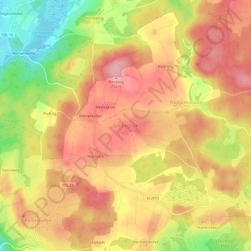 Topografische kaart Großeglsee, hoogte, reliëf