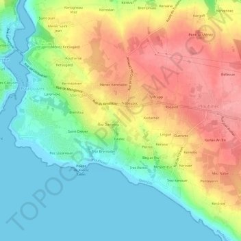 Topografische kaart Kersiny, hoogte, reliëf