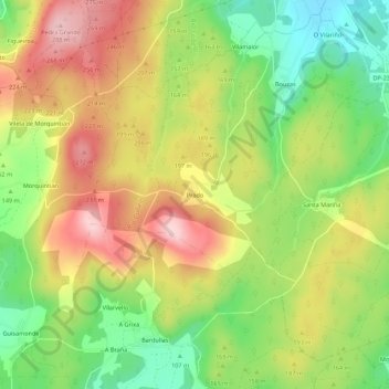 Topografische kaart Prado, hoogte, reliëf