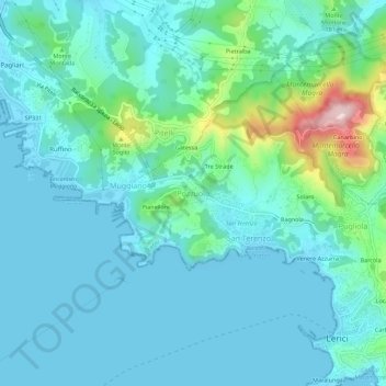 Topografische kaart Pozzuolo, hoogte, reliëf