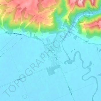 Topografische kaart Outram, hoogte, reliëf