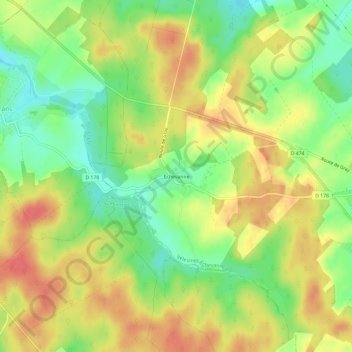 Topografische kaart Echevanne, hoogte, reliëf