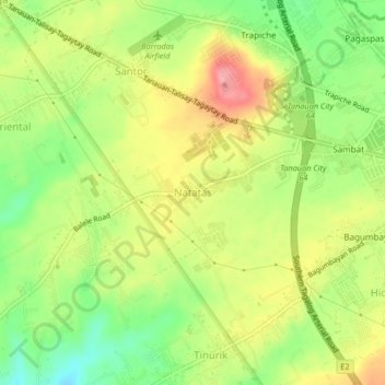 Topografische kaart Natatas, hoogte, reliëf