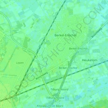 Topografische kaart Enschot, hoogte, reliëf