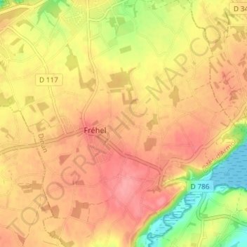 Topografische kaart Les Rues, hoogte, reliëf