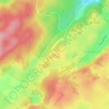 Topografische kaart Sur le Crêt, hoogte, reliëf