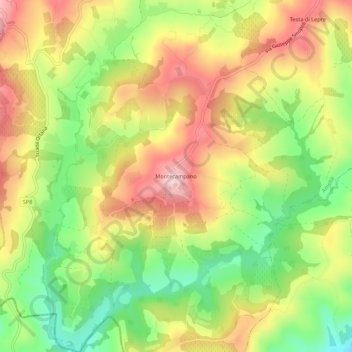 Topografische kaart Montecampano, hoogte, reliëf