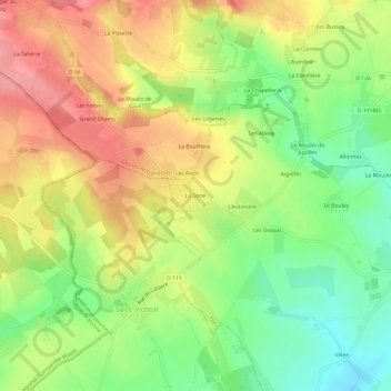 Topografische kaart La Sorie, hoogte, reliëf