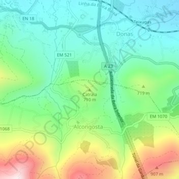 Topografische kaart Catraia, hoogte, reliëf