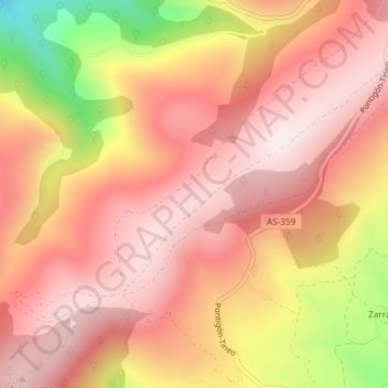 Topografische kaart Pena el Caleyo, hoogte, reliëf