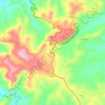 Topografische kaart Bogo, hoogte, reliëf
