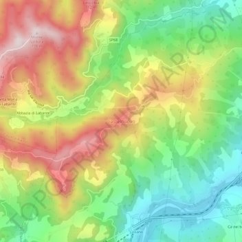 Topografische kaart Castelnuovo, hoogte, reliëf