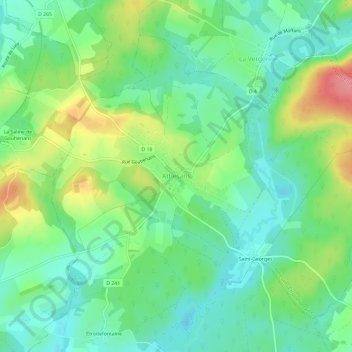 Topografische kaart Athesans, hoogte, reliëf
