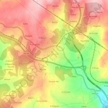 Topografische kaart Maside, hoogte, reliëf