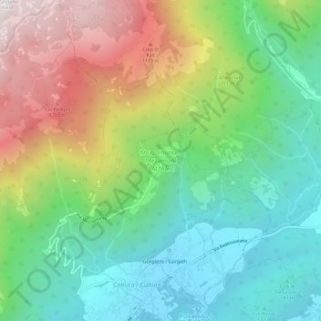 Topografische kaart Mezzomonte, hoogte, reliëf