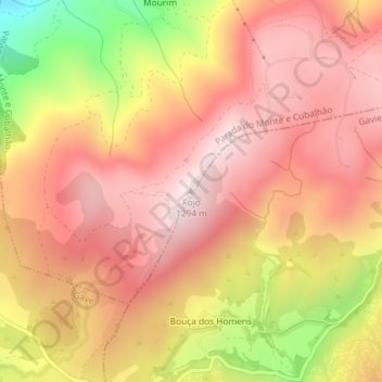 Topografische kaart Fojo, hoogte, reliëf