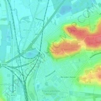 Topografische kaart Kesselberg, hoogte, reliëf