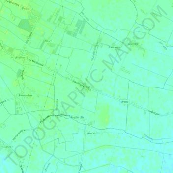 Topografische kaart Miega, hoogte, reliëf