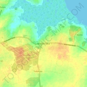 Topografische kaart Mandinaba, hoogte, reliëf