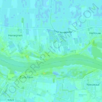 Topografische kaart Boveneind, hoogte, reliëf
