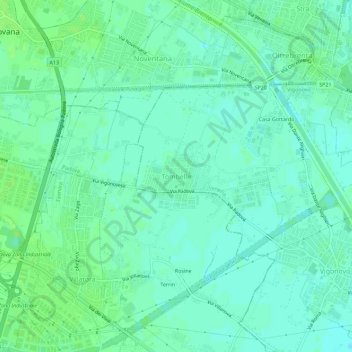 Topografische kaart Tombelle, hoogte, reliëf