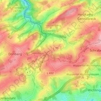 Topografische kaart Horath, hoogte, reliëf