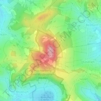 Topografische kaart Hochkelberg, hoogte, reliëf