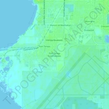 Topografische kaart Port Tampa Communities, hoogte, reliëf
