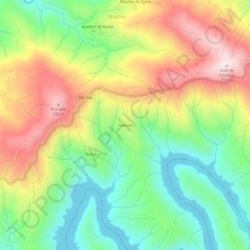 Topografische kaart Trinhão, hoogte, reliëf