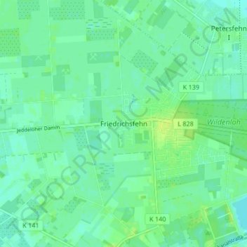 Topografische kaart Friedrichsfehn, hoogte, reliëf