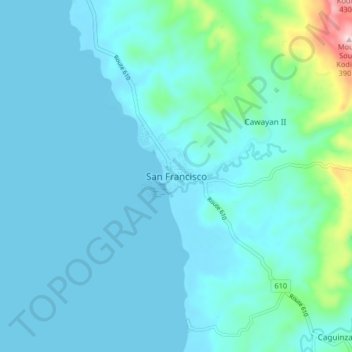 Topografische kaart San Francisco, hoogte, reliëf