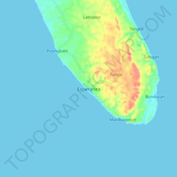 Topografische kaart Esperanza, hoogte, reliëf