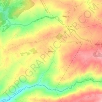 Topografische kaart Sobreda, hoogte, reliëf