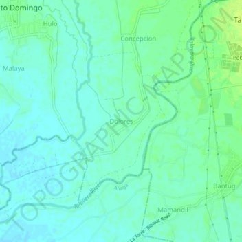 Topografische kaart Dolores, hoogte, reliëf