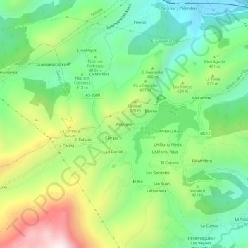 Topografische kaart Requexo, hoogte, reliëf