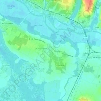Topografische kaart Chez Martin, hoogte, reliëf