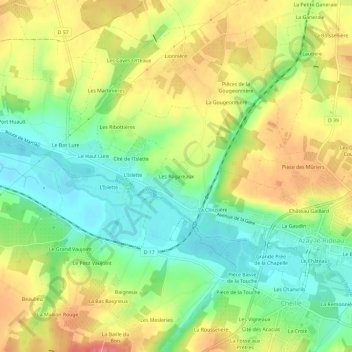 Topografische kaart Les Rogareaux, hoogte, reliëf