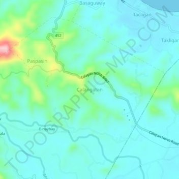 Topografische kaart Calangatan, hoogte, reliëf